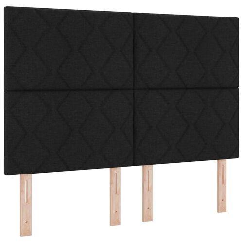 Box spring krevet s jastukom Crna 200 x 140 cm tkanina - Crna 140 x 200 cm Dizajn s rombovima Cijena