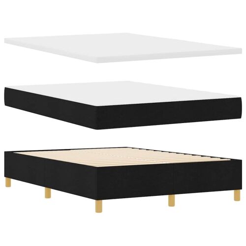 Box spring krevet s jastukom Crna 200 x 140 cm tkanina - Crna 140 x 200 cm Dizajn s rombovima Cijena
