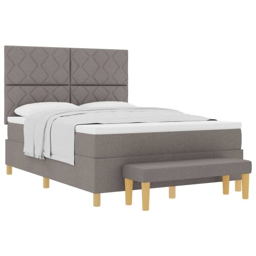 Box spring krevet Sivo-smeđa 200 x 140 cm tkanina - Sivo-smeđa 140 x 200 cm Dizajn s rombovima Cijena