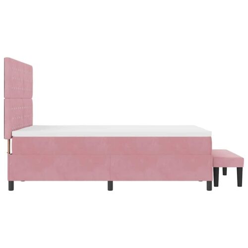 Box spring krevet Ružičasta 190 x 140 cm Baršun - Ružičasta 140 x 190 cm Kristal s dugmadima Cijena