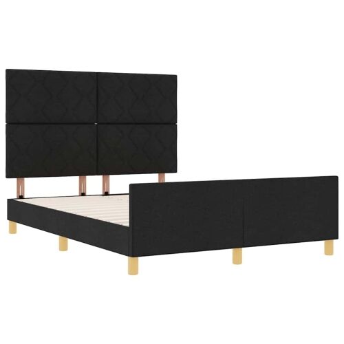 Okvir za krevet s uzglavljem Crna 140 x 190 cm tkanina - Crna 140 x 190 cm Dizajn s rombovima Cijena