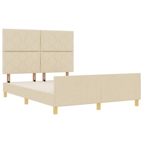 Okvir za krevet s uzglavljem Krema 160 x 200 cm tkanina - Krema 160 x 200 cm Dizajn s rombovima Cijena