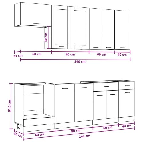 Kuhinjska jedinica LYON 8 kom. Bijela Konstruirano drvo - Bijela 80 cm Cijena