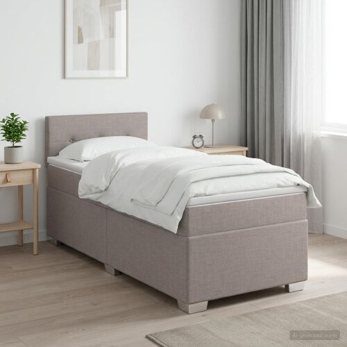 Boxspring krevet s madracem Sivosmeđa 100 x 200 cm Tkanina - Sivosmeđa 100 x 200 cm Prošiveno gumbima Cijena