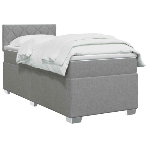 Boxspring krevet s madracem Svjetlosiva 100 x 200 cm Tkanina - Svjetlosiva 100 x 200 cm Dizajn s rombovima Cijena