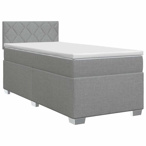 Boxspring krevet s madracem Svjetlosiva 100 x 200 cm Tkanina - Svjetlosiva 100 x 200 cm Dizajn s rombovima Cijena
