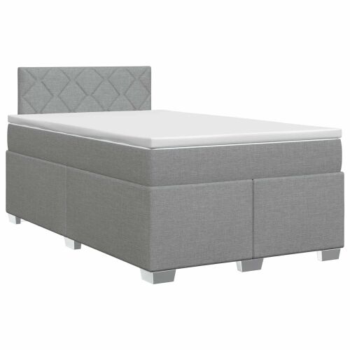 Boxspring krevet s madracem Svjetlosiva 120 x 190 cm Tkanina - Svjetlosiva 120 x 190 cm Dizajn s rombovima Cijena
