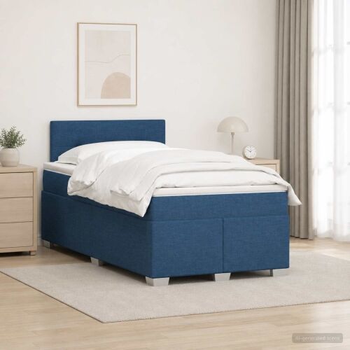 Boxspring krevet s madracem Plava 120 x 200 cm Tkanina - Plava 120 x 200 cm Prošiveno gumbima Cijena