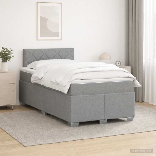 Boxspring krevet s madracem Svjetlosiva 120 x 200 cm Tkanina - Svjetlosiva 120 x 200 cm Dizajn s rombovima Cijena