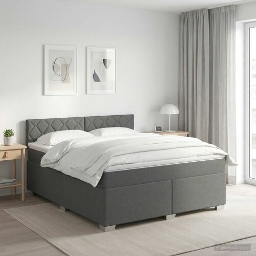 Boxspring krevet s madracem Tamnosiva 140 x 200 cm Tkanina - Tamnosiva 140 x 200 cm Dizajn s rombovima Cijena