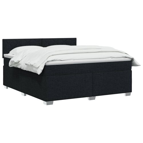 Boxspring krevet s madracem Crna 140 x 200 cm Tkanina - Crna 140 x 200 cm Dizajn s rombovima Cijena
