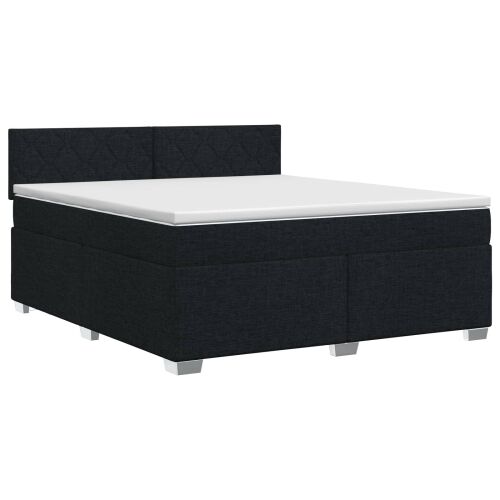 Boxspring krevet s madracem Crna 140 x 200 cm Tkanina - Crna 140 x 200 cm Dizajn s rombovima Cijena