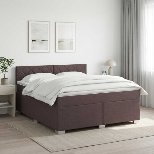 Boxspring krevet s madracem Tamno smeđa 140 x 200 cm Tkanina - Tamno smeđa 140 x 200 cm Dizajn s rombovima Cijena