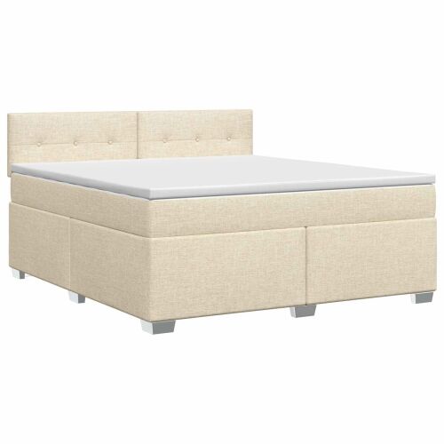 Boxspring krevet s madracem Krem 160 x 200 cm Tkanina - Krem 160 x 200 cm Prošiveno gumbima Cijena