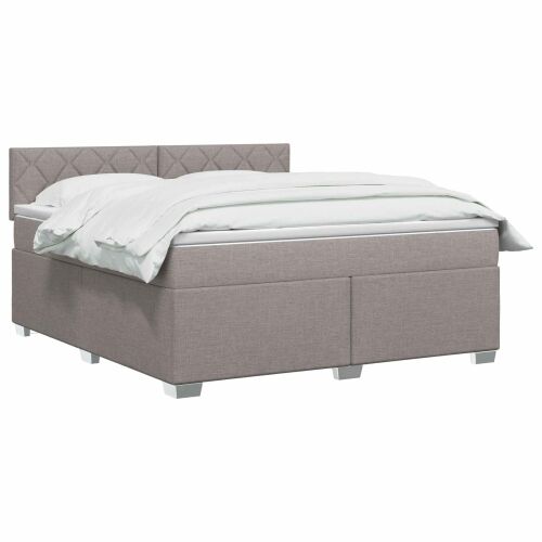Boxspring krevet s madracem Sivosmeđa 160 x 200 cm Tkanina - Sivosmeđa 160 x 200 cm Dizajn s rombovima Cijena