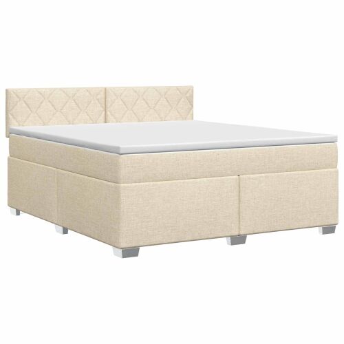 Boxspring krevet s madracem Krem 160 x 200 cm Tkanina - Krem 160 x 200 cm Dizajn s rombovima Cijena