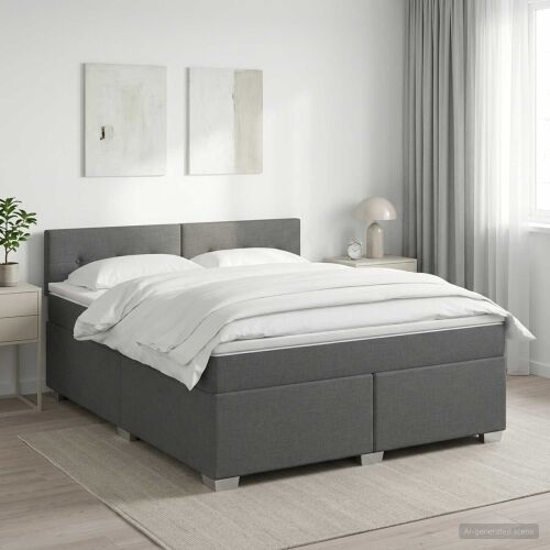 Boxspring krevet s madracem Tamnosiva 180 x 200 cm Tkanina - Tamnosiva 180 x 200 cm Prošiveno gumbima Cijena