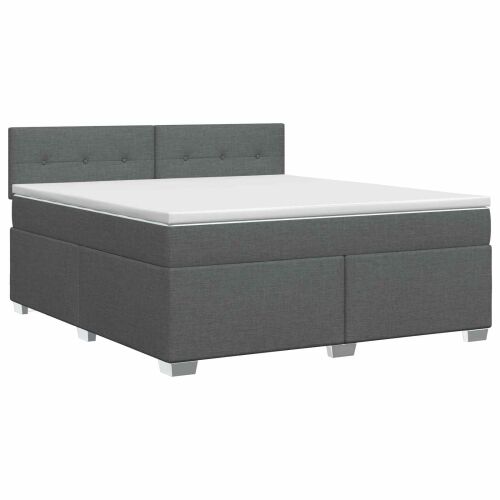 Boxspring krevet s madracem Tamnosiva 180 x 200 cm Tkanina - Tamnosiva 180 x 200 cm Prošiveno gumbima Cijena