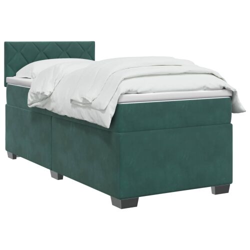 Boxspring krevet s madracem Tamnozelena 80 x 200 cm Baršun - Tamnozelena 80 x 200 cm Dizajn s rombovima Cijena