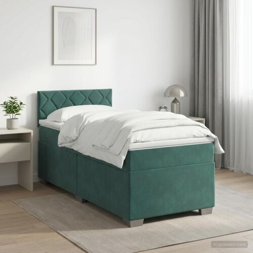 Boxspring krevet s madracem Tamnozelena 80 x 200 cm Baršun - Tamnozelena 80 x 200 cm Dizajn s rombovima Cijena