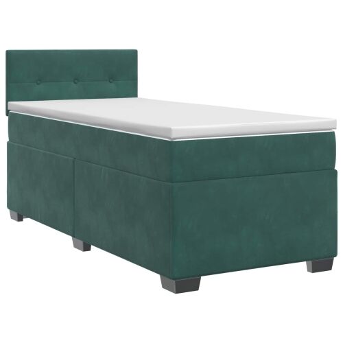 Boxspring krevet s madracem Tamnozelena 100 x 200 cm Baršun - Tamnozelena 100 x 200 cm Prošiveno gumbima Cijena