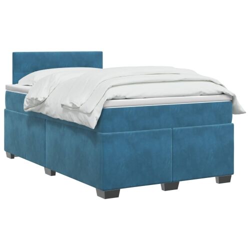 Boxspring krevet s madracem Plava 120 x 190 cm Baršun - Plava 120 x 190 cm Prošiveno gumbima Cijena