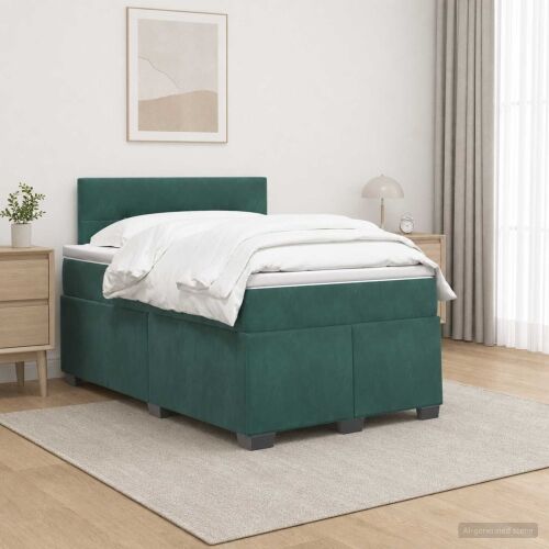 Boxspring krevet s madracem Tamnozelena 120 x 200 cm Baršun - Tamnozelena 120 x 200 cm Prošiveno gumbima Cijena