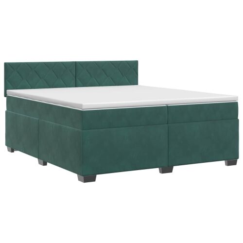 Boxspring krevet s madracem Tamnozelena 200 x 200 cm Baršun - Tamnozelena 200 x 200 cm Dizajn s rombovima Cijena