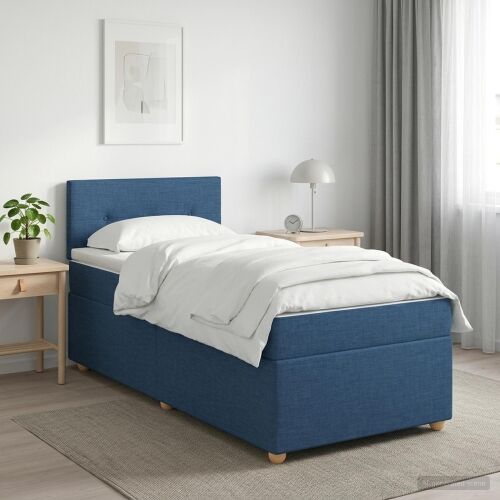 Boxspring krevet s madracem Plava 100 x 200 cm Tkanina - Plava 100 x 200 cm Prošiveno gumbima Cijena