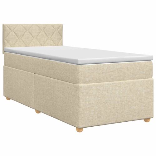 Boxspring krevet s madracem Krem 100 x 200 cm Tkanina - Krem 100 x 200 cm Dizajn s rombovima Cijena