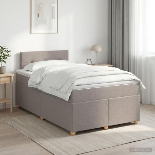 Boxspring krevet s madracem Sivosmeđa 120 x 190 cm Tkanina - Sivosmeđa 120 x 190 cm Prošiveno gumbima Cijena
