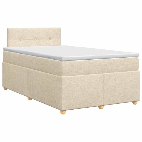 Boxspring krevet s madracem Krem 120 x 200 cm Tkanina - Krem 120 x 200 cm Prošiveno gumbima Cijena