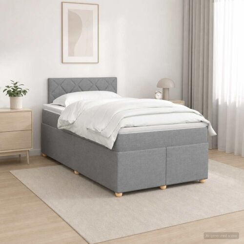 Boxspring krevet s madracem Svjetlosiva 120 x 200 cm Tkanina - Svjetlosiva 120 x 200 cm Dizajn s rombovima Cijena