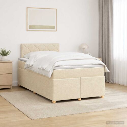 Boxspring krevet s madracem Krem 120 x 200 cm Tkanina - Krem 120 x 200 cm Dizajn s rombovima Cijena