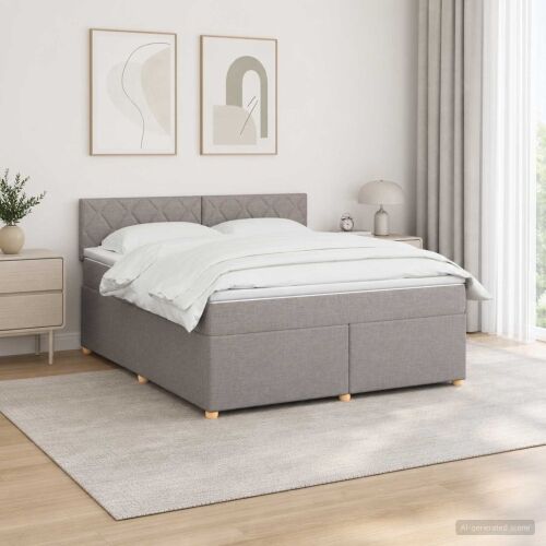 Boxspring krevet s madracem Sivosmeđa 160 x 200 cm Tkanina - Sivosmeđa 160 x 200 cm Dizajn s rombovima Cijena