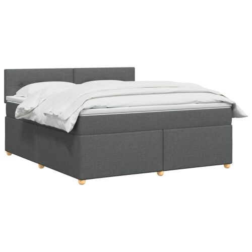 Boxspring krevet s madracem Tamnosiva 180 x 200 cm Tkanina - Tamnosiva 180 x 200 cm Prošiveno gumbima Cijena