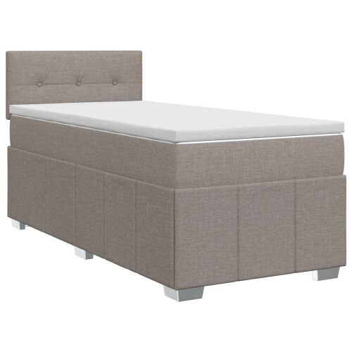 Boxspring krevet s madracem Sivosmeđa 100 x 200 cm Tkanina - Sivosmeđa 100 x 200 cm Prošiveno gumbima Cijena