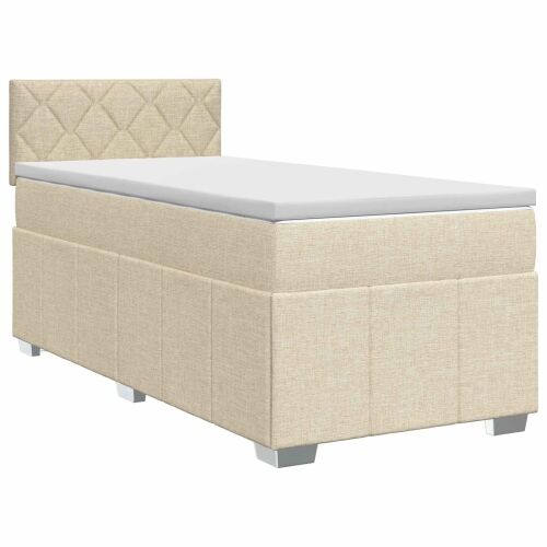 Boxspring krevet s madracem Krem 100 x 200 cm Tkanina - Krem 100 x 200 cm Dizajn s rombovima Cijena