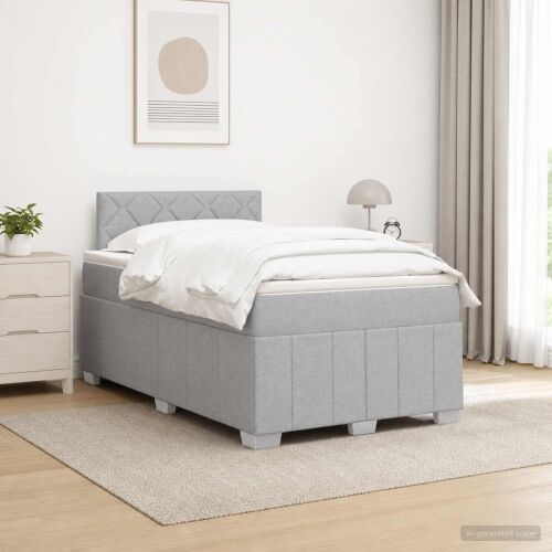 Boxspring krevet s madracem Svjetlosiva 120 x 190 cm Tkanina - Svjetlosiva 120 x 190 cm Dizajn s rombovima Cijena