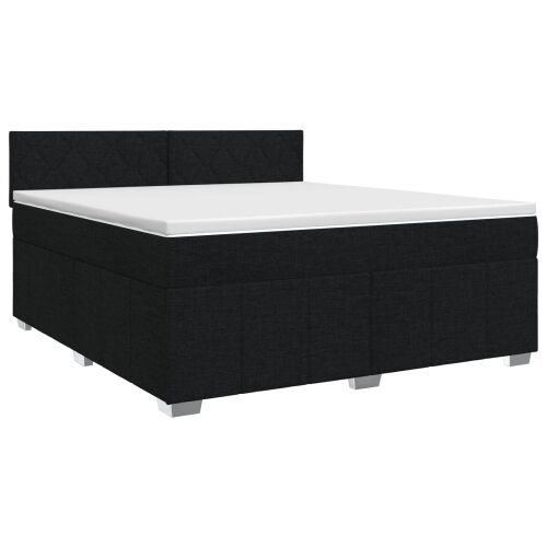Boxspring krevet s madracem Crna 140 x 200 cm Tkanina - Crna 140 x 200 cm Dizajn s rombovima Cijena