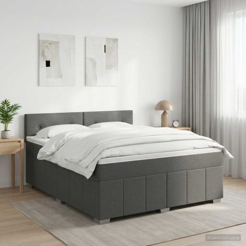 Boxspring krevet s madracem Tamnosiva 180 x 200 cm Tkanina - Tamnosiva 180 x 200 cm Prošiveno gumbima Cijena