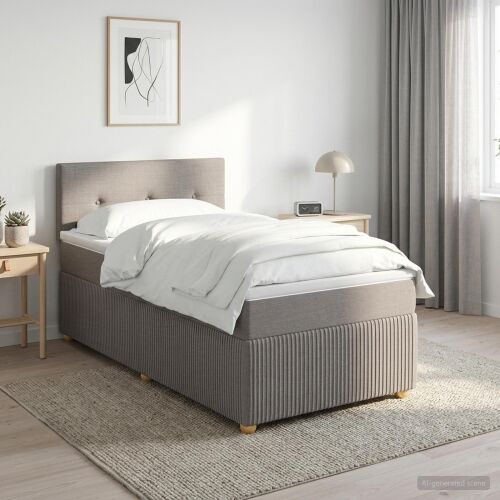 Boxspring krevet s madracem Sivosmeđa 100 x 200 cm Tkanina - Sivosmeđa 100 x 200 cm Prošiveno gumbima Cijena