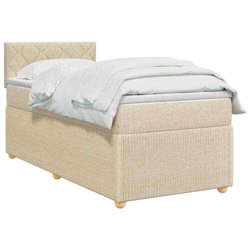Boxspring krevet s madracem Krem 100 x 200 cm Tkanina - Krem 100 x 200 cm Dizajn s rombovima Cijena