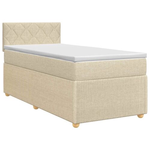 Boxspring krevet s madracem Krem 100 x 200 cm Tkanina - Krem 100 x 200 cm Dizajn s rombovima Cijena