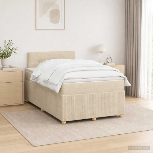 Boxspring krevet s madracem Krem 120 x 190 cm Tkanina - Krem 120 x 190 cm Prošiveno gumbima Cijena