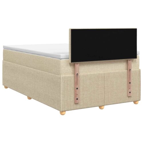 Boxspring krevet s madracem Krem 120 x 200 cm Tkanina - Krem 120 x 200 cm Prošiveno gumbima Cijena
