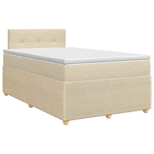 Boxspring krevet s madracem Krem 120 x 200 cm Tkanina - Krem 120 x 200 cm Prošiveno gumbima Cijena