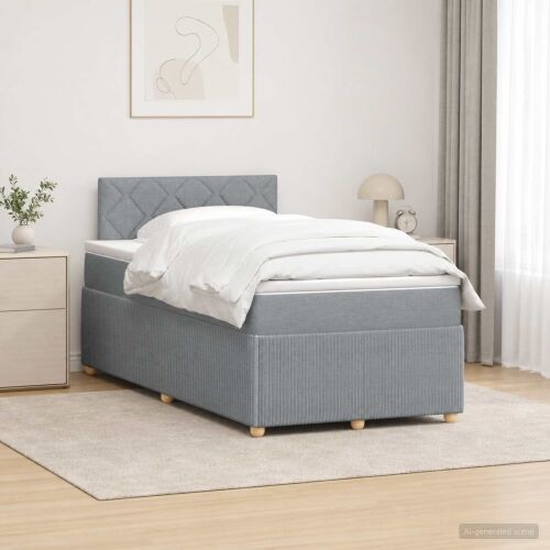Boxspring krevet s madracem Svjetlosiva 120 x 200 cm Tkanina - Svjetlosiva 120 x 200 cm Dizajn s rombovima Cijena