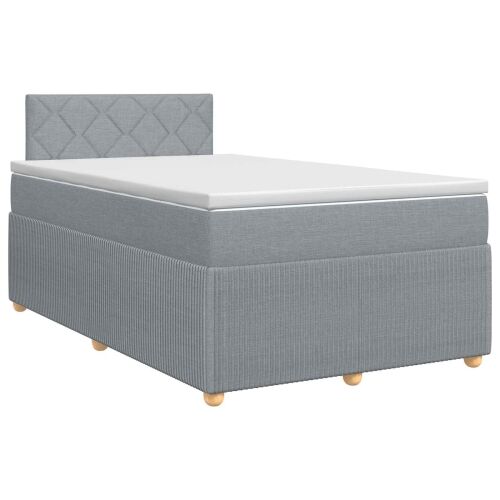 Boxspring krevet s madracem Svjetlosiva 120 x 200 cm Tkanina - Svjetlosiva 120 x 200 cm Dizajn s rombovima Cijena