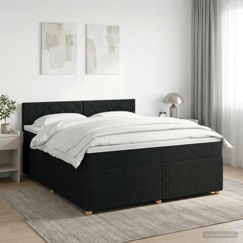 Boxspring krevet s madracem Crna 140 x 190 cm Tkanina - Crna 140 x 190 cm Dizajn s rombovima Cijena